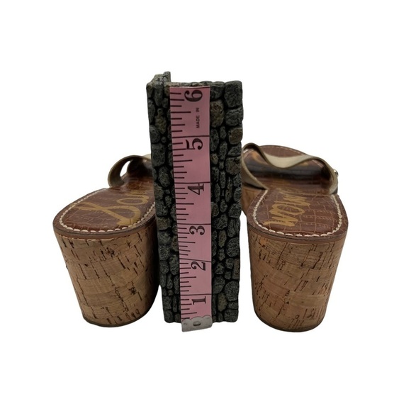 Sam Edelman Gold Reid Cork Wedge Platform Sandals Size 8.5 Women’s - Picture 7 of 8